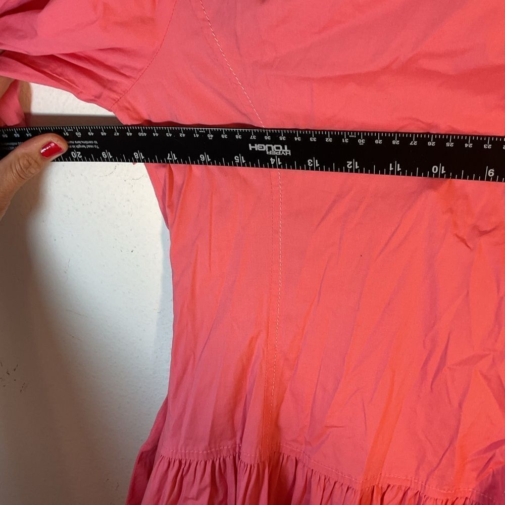 Shoshanna ladies POPPY MIDI DRESS 6 PINK coral poplin day resort Anthropologie - Picture 14 of 16